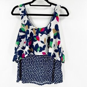 Meadow Rue Women's Floral Sleeveless Tank Top Layered Polka Dot Print